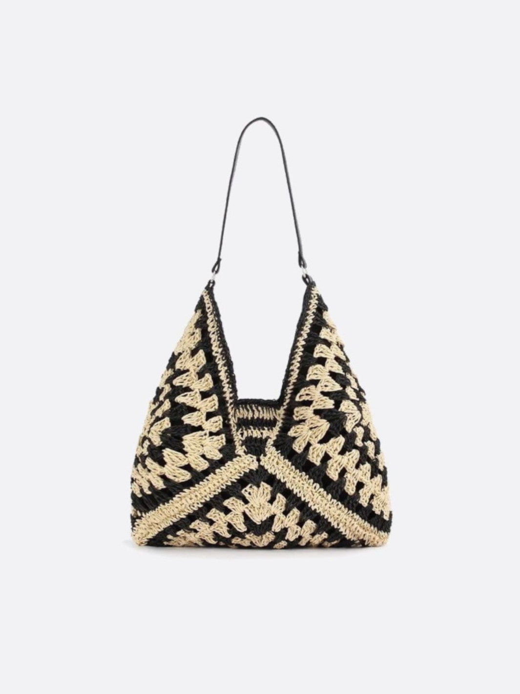 Handmade Crocheted Straw Shoulder Bag for Women