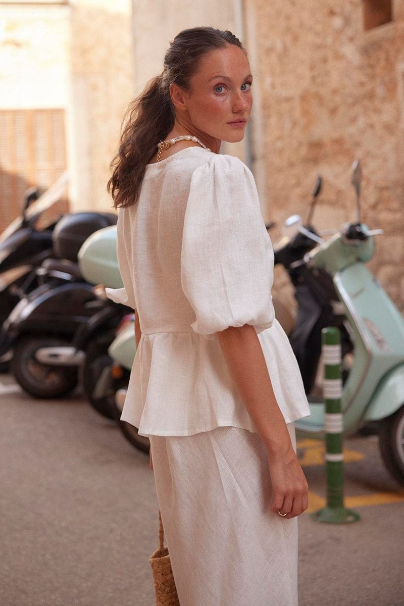 White cotton skirt from the matching shirt and skirt set