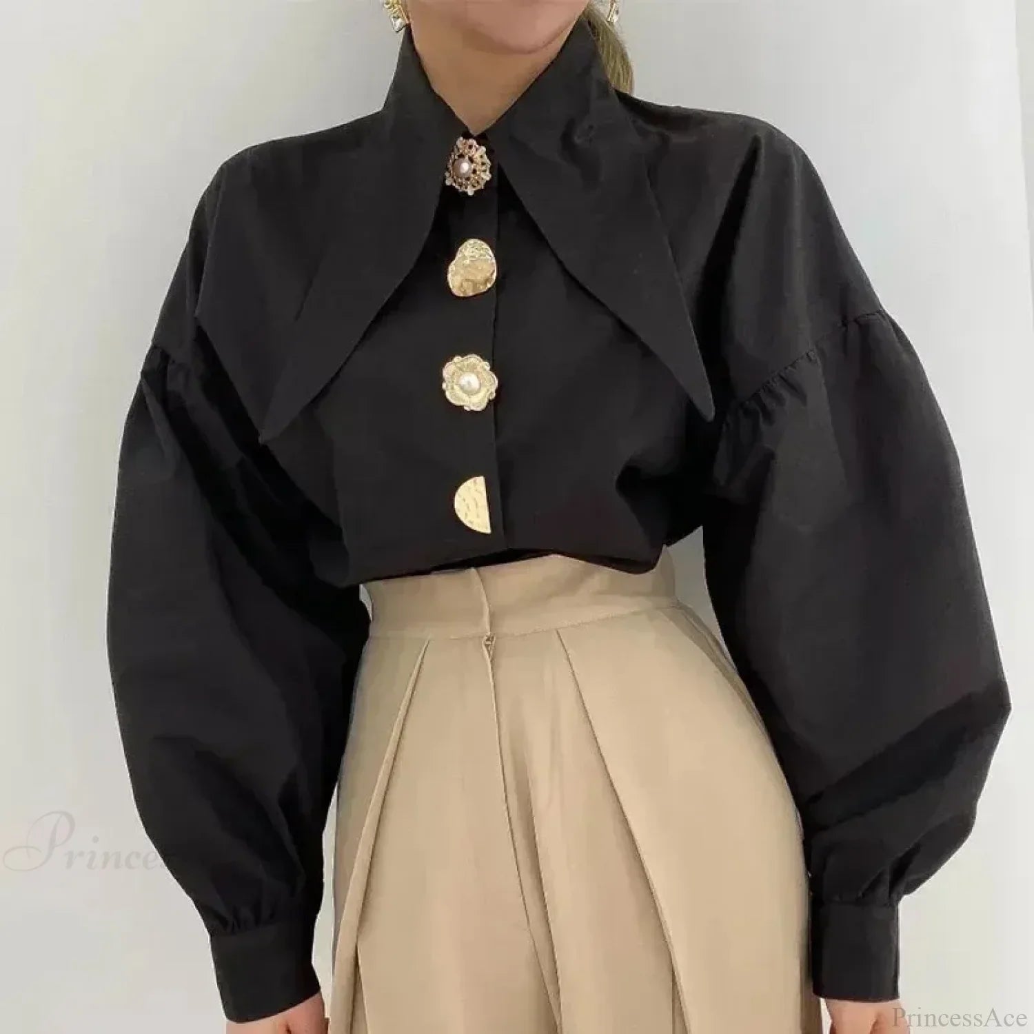Cotton Long-Sleeve Office Blouse