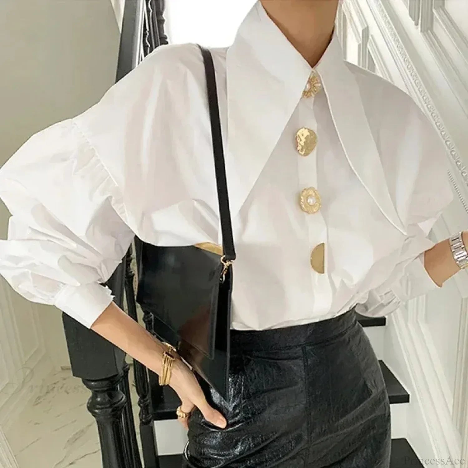 Cotton Long-Sleeve Office Blouse
