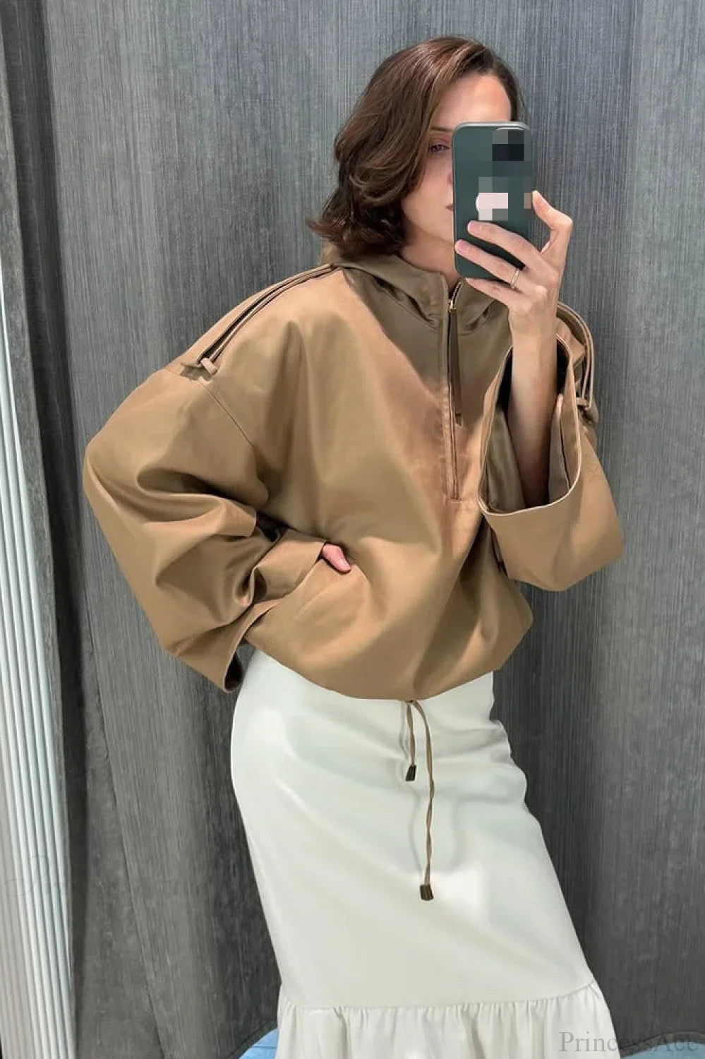 Front view of a casual hoodie jacket for outdoor wear