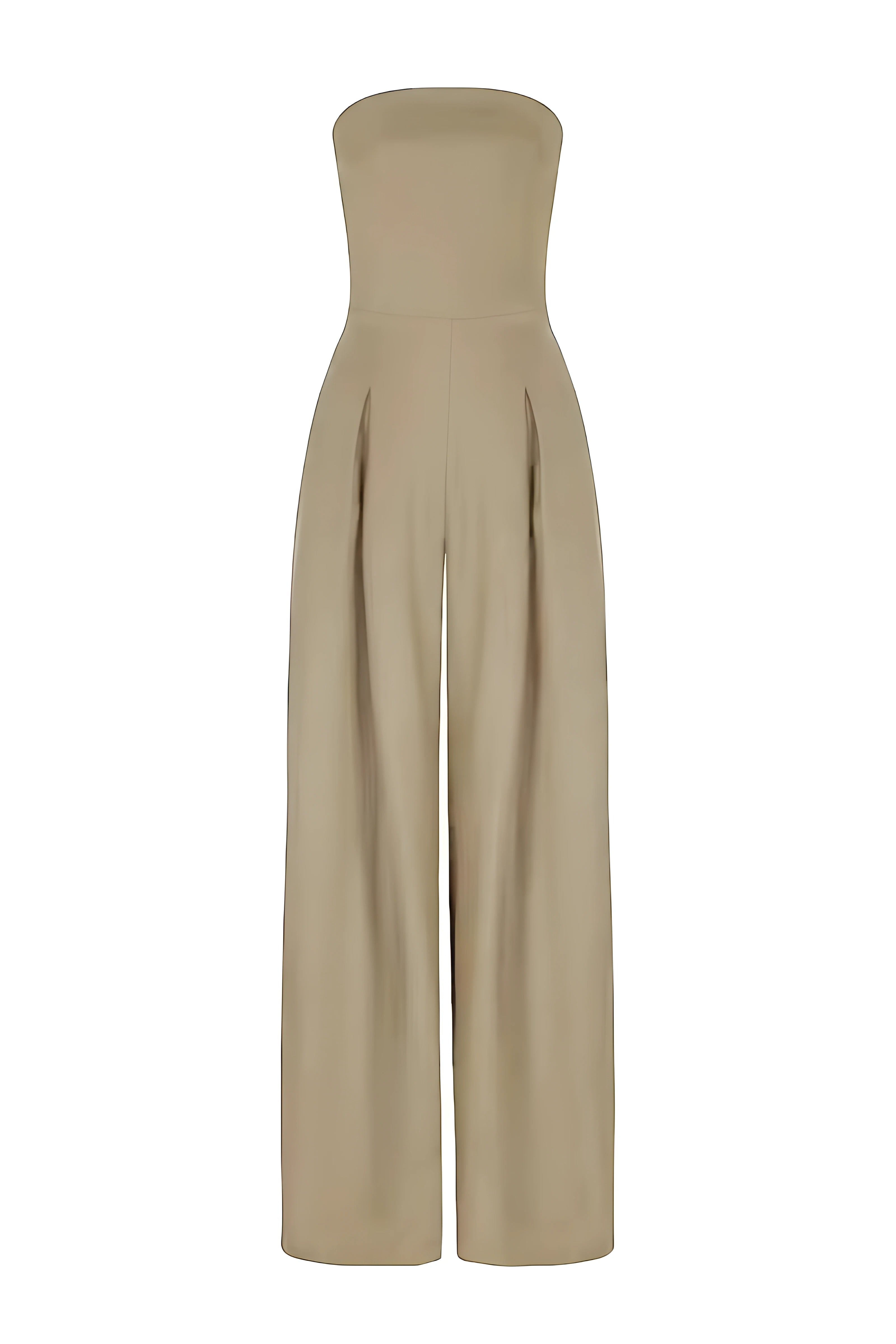 Versatile strapless jumpsuit styled for daytime plans