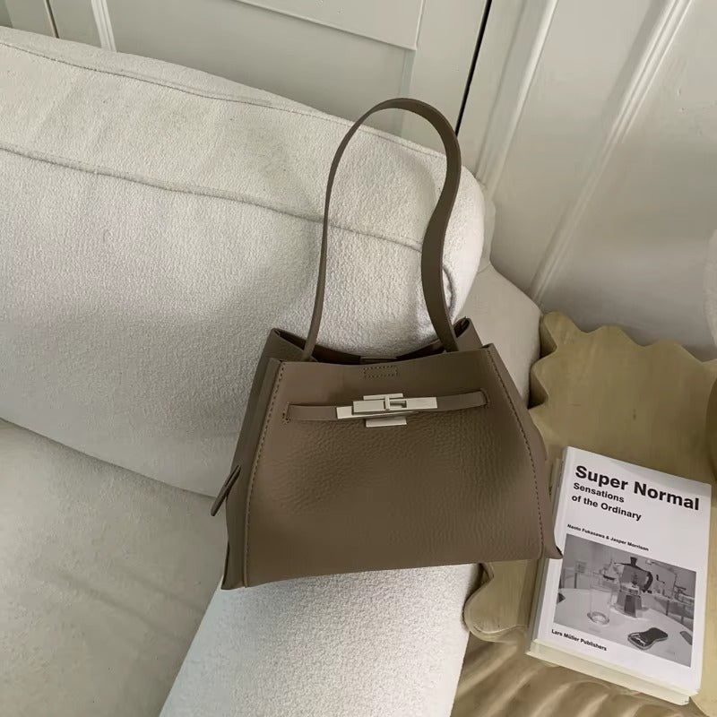 Structured Turn-Lock Shoulder Bag