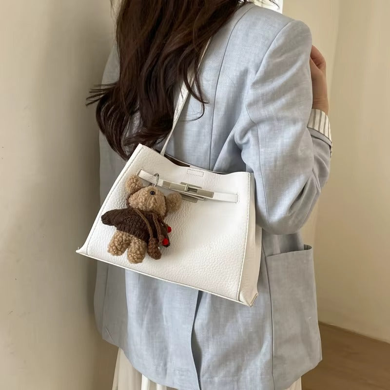 Structured Turn-Lock Shoulder Bag