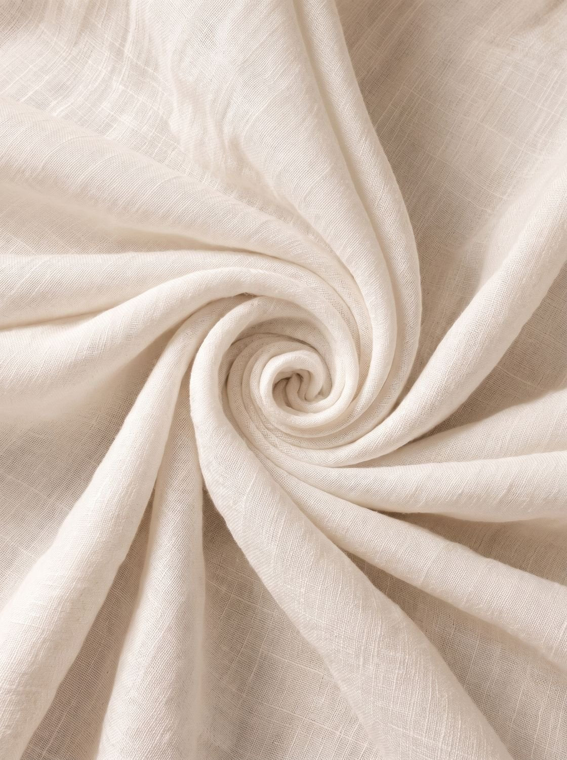 Back view of a flowing women's one-shoulder linen maxi dress