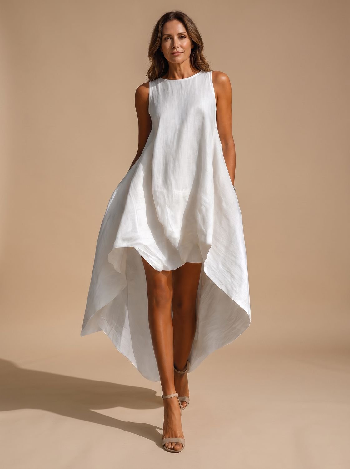 Women's Boho Sleeveless High-Low Midi Dress