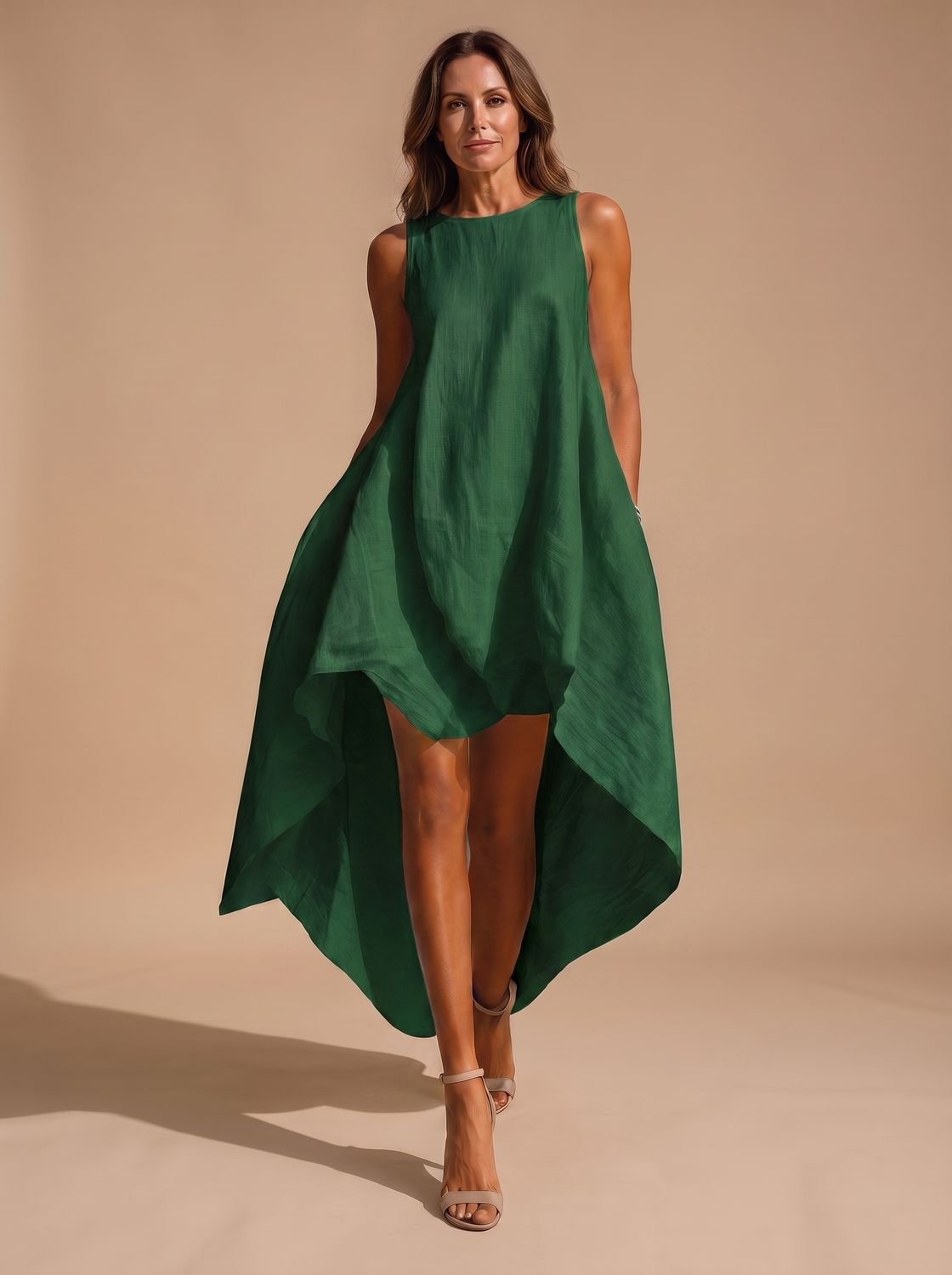 Women's Boho Sleeveless High-Low Midi Dress