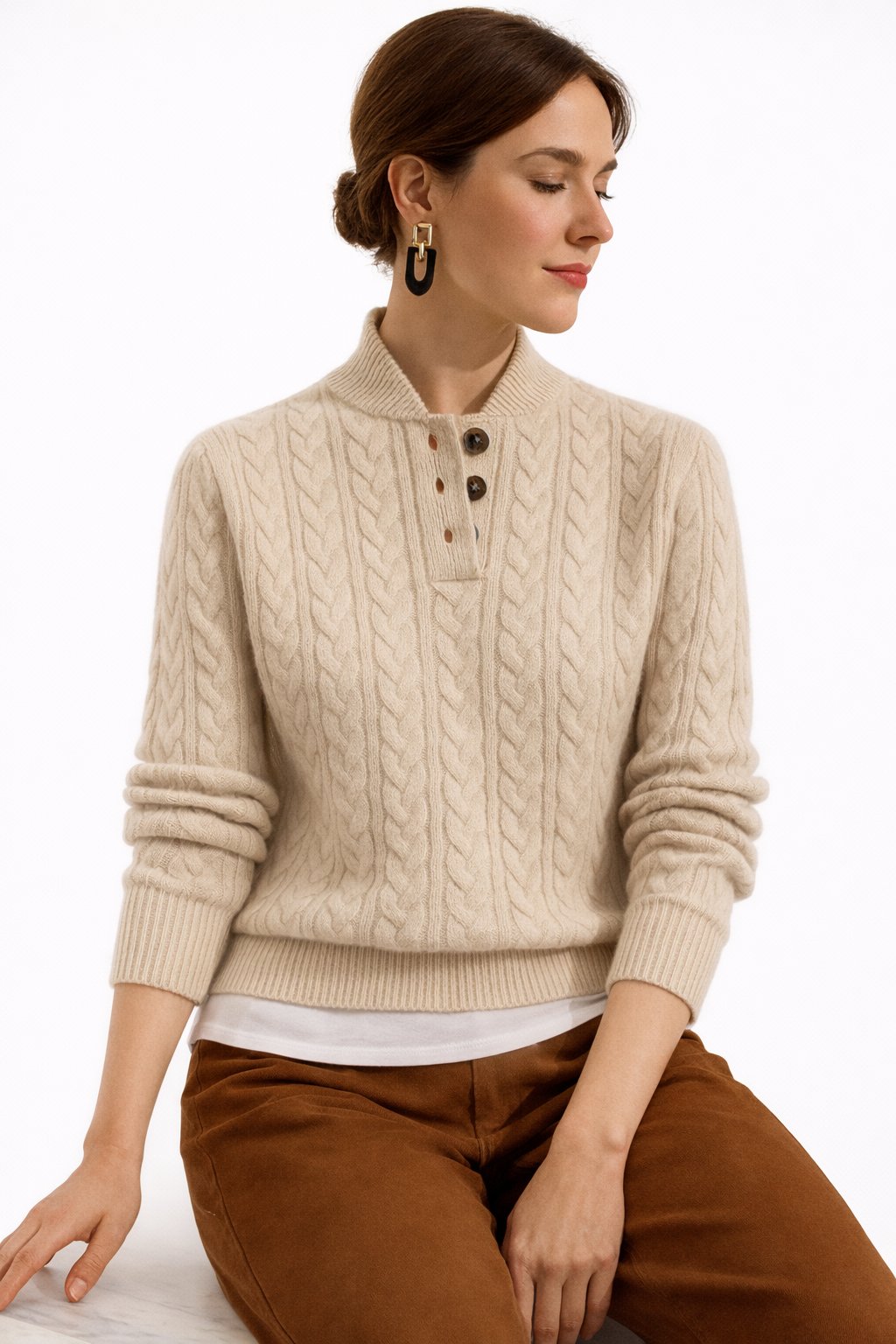 Women's sweater styled as a cozy layer for cool-weather outfits