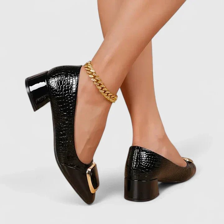 Front view of women's block heel loafers