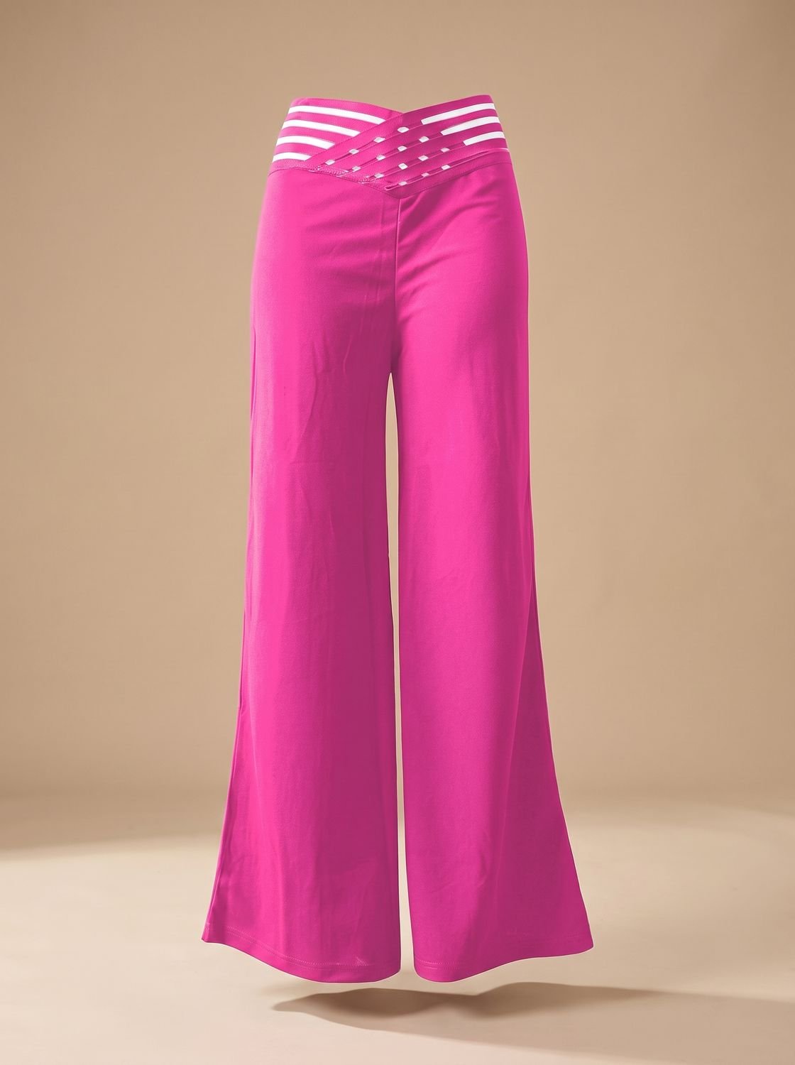 Detail view of the flowing wide-leg silhouette