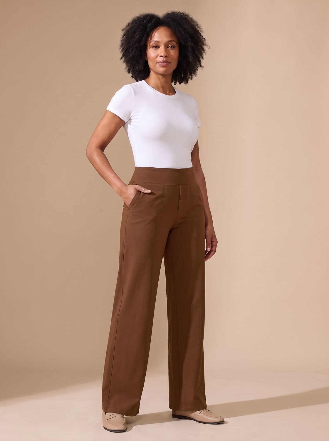 Women's High-Waist Wide-Leg Stretch Pants