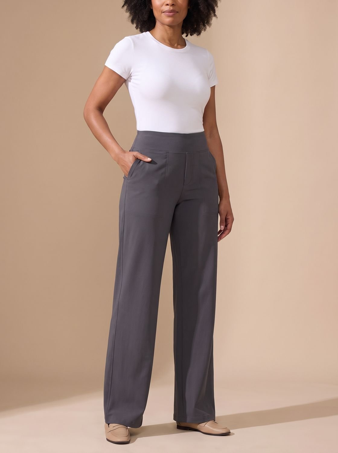 Women's High-Waist Wide-Leg Stretch Pants