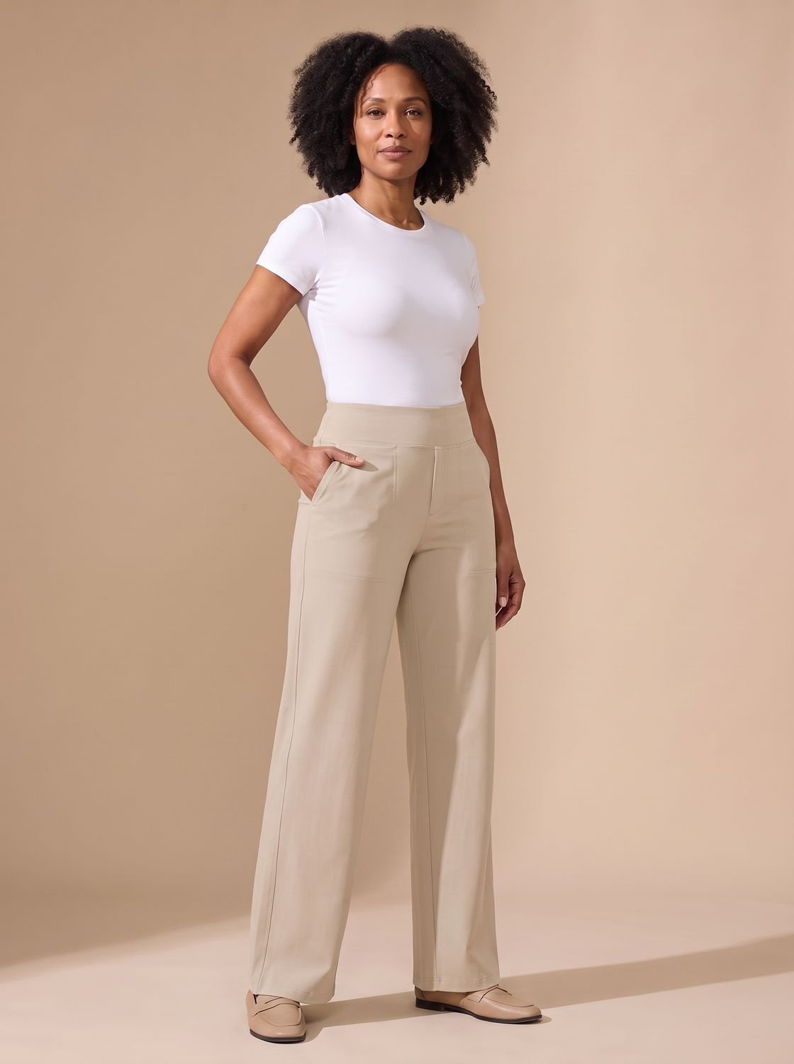 Women's High-Waist Wide-Leg Stretch Pants