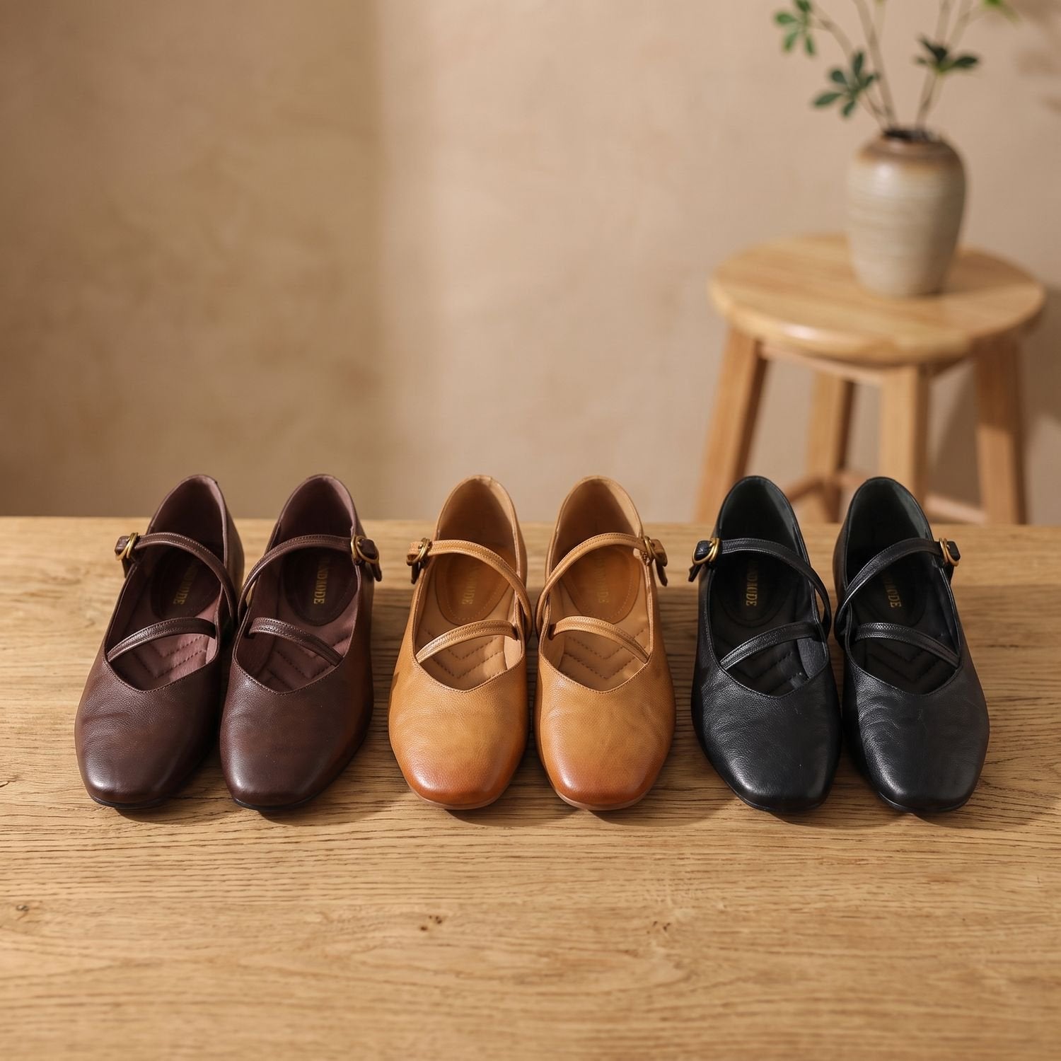 Women's leather Mary Jane flats styled for everyday wear