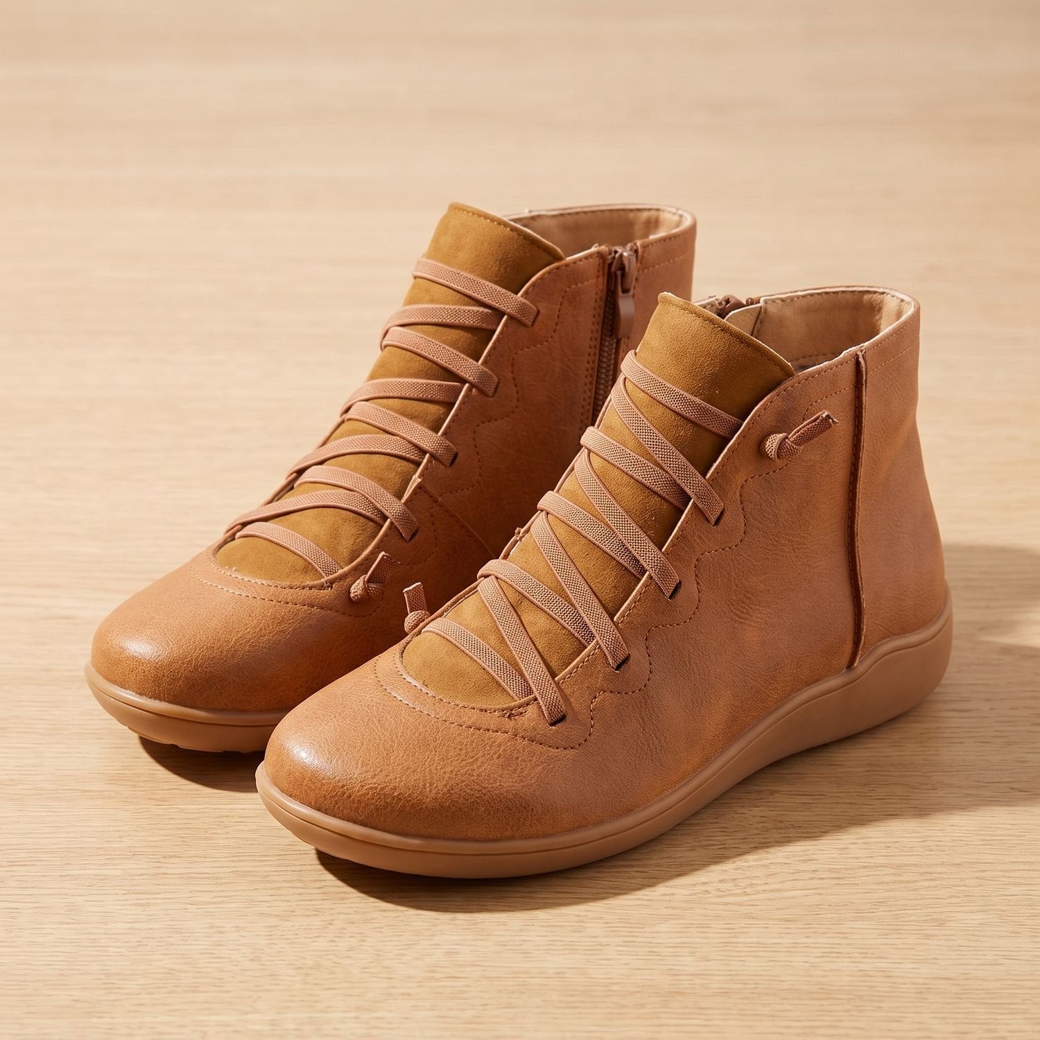 Women's side-zip ankle boots with lace-up comfort design