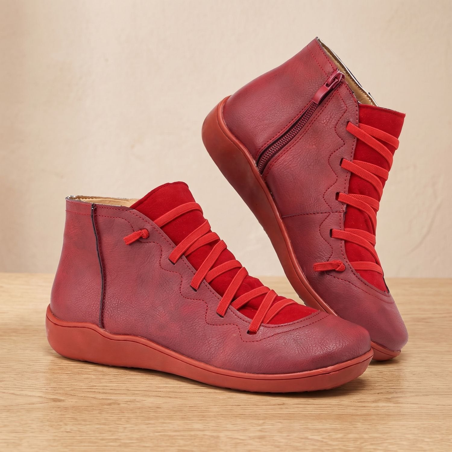 Women's Side-Zip Ankle Boots With Lace-Up Comfort