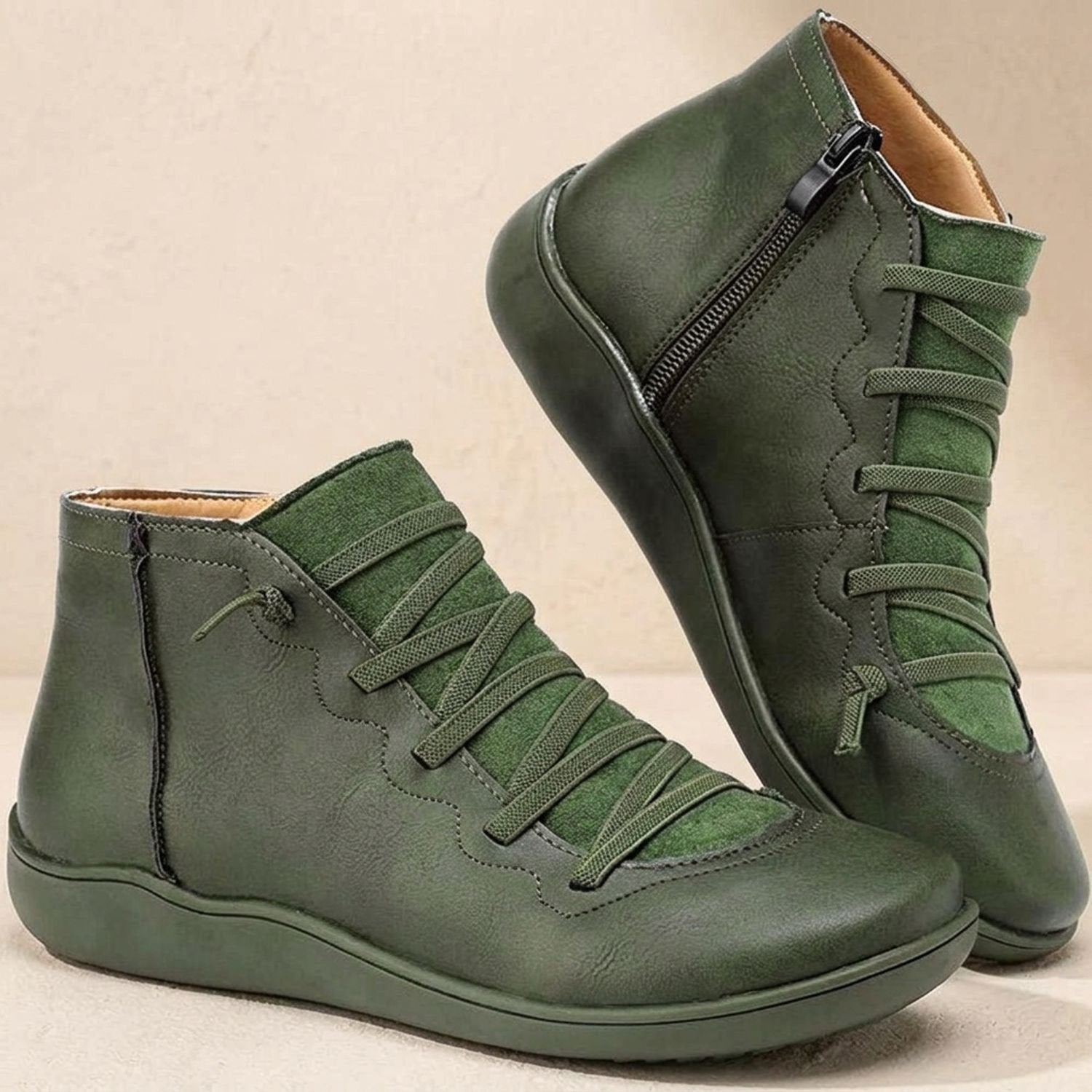 Women's Side-Zip Ankle Boots With Lace-Up Comfort