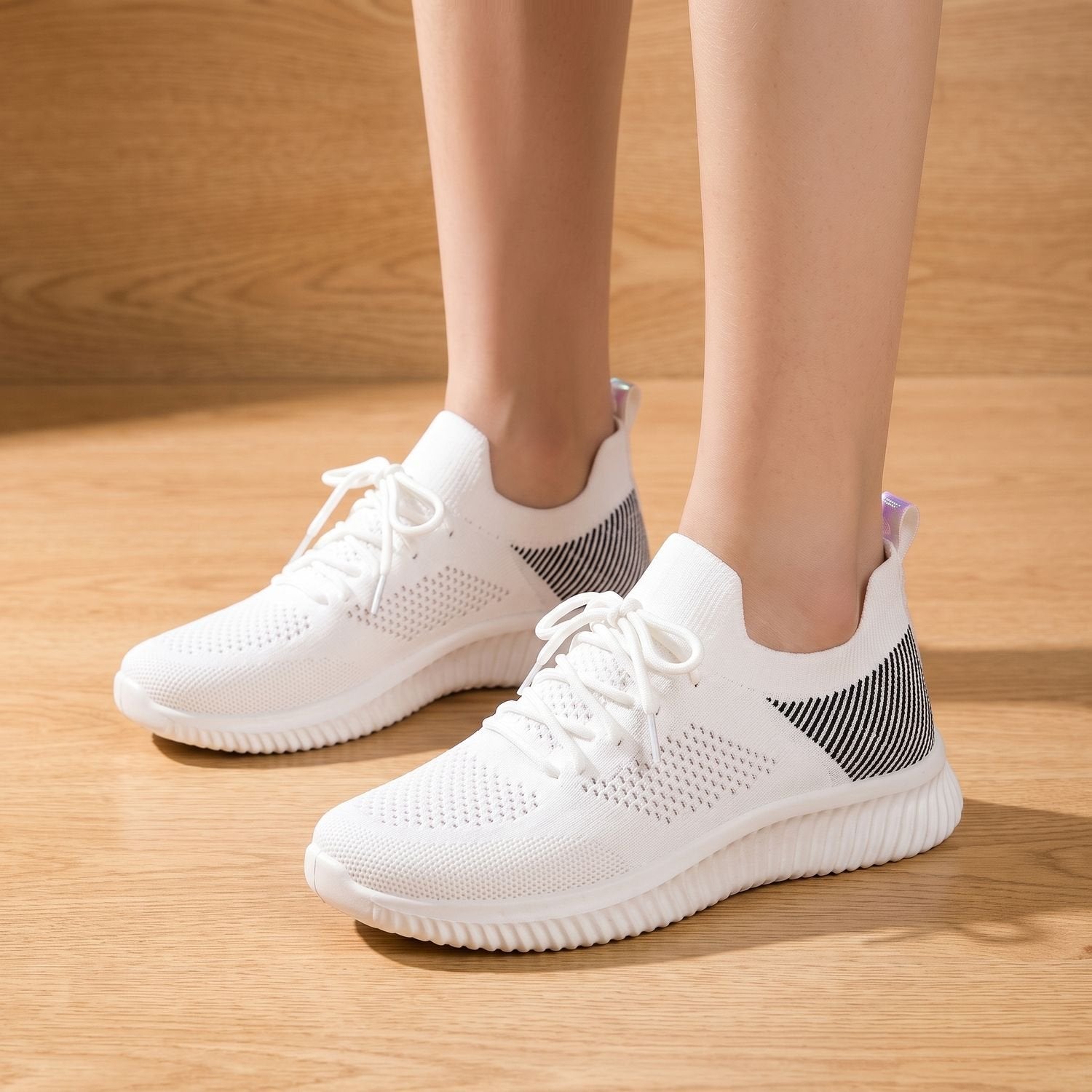 Women's Orthopedic Knit Sneakers With Lace-Up Support