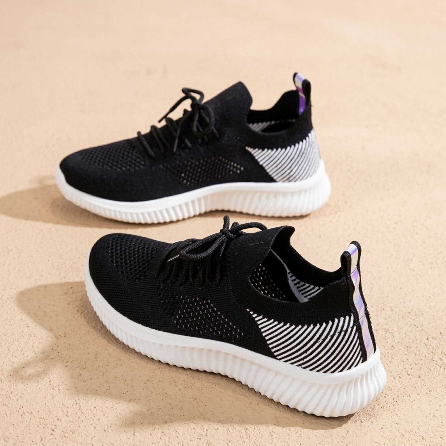 Women's Orthopedic Knit Sneakers With Lace-Up Support