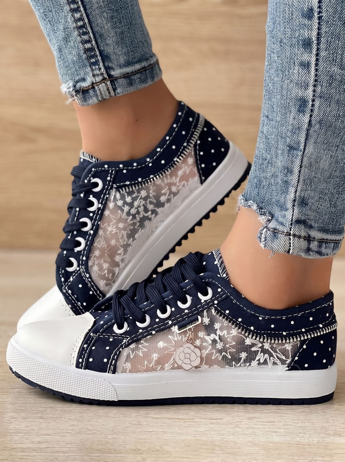 Women's Orthopedic Floral Mesh Platform Sneakers