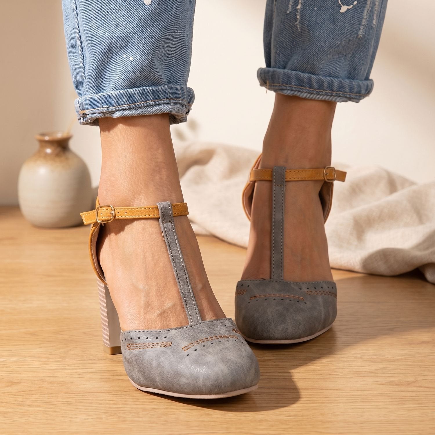 Pair of women's Mary Jane pumps for work and special occasions