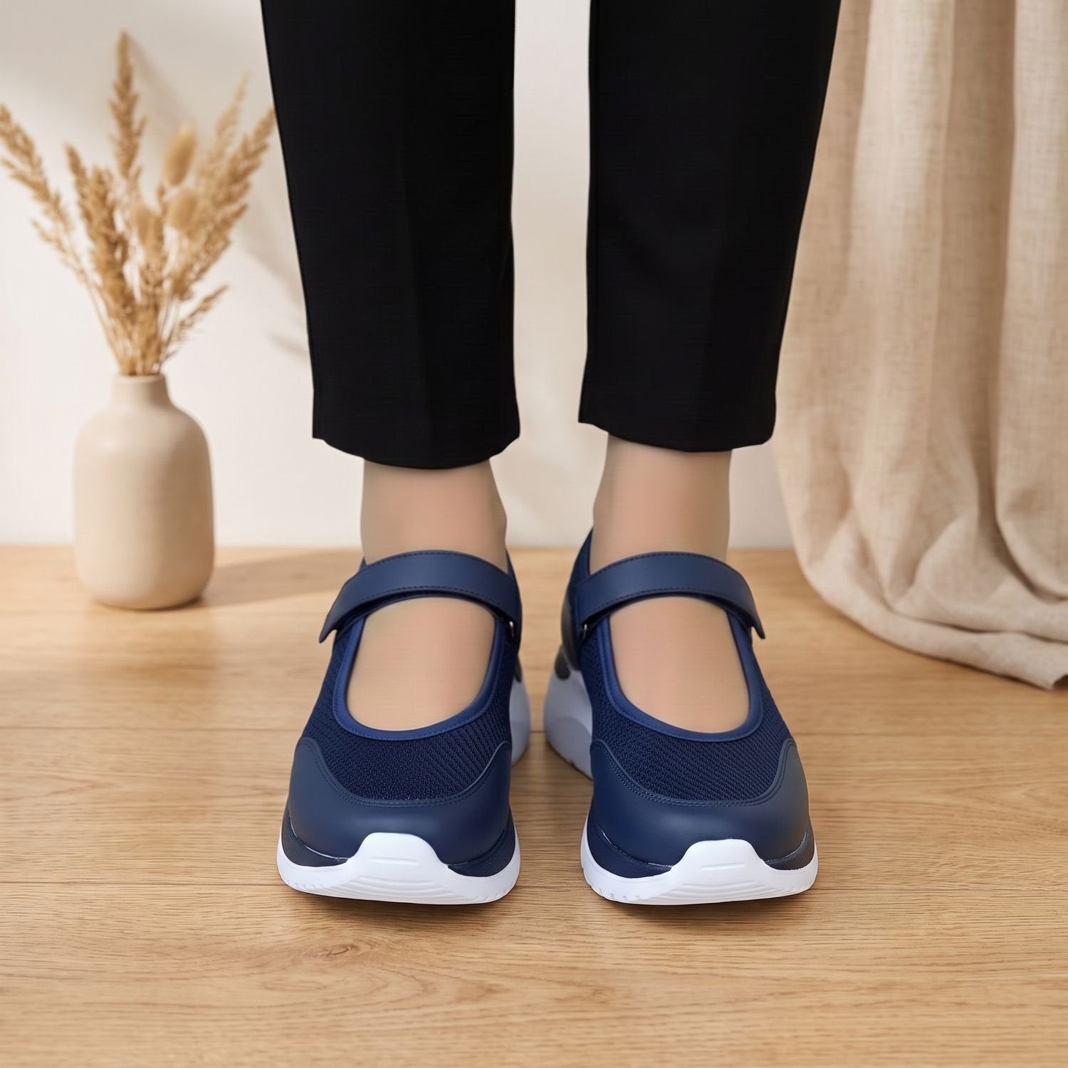 Top view of a women's orthopedic Mary Jane sneaker