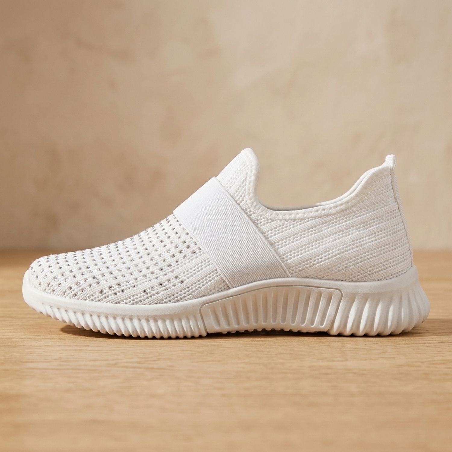 Pair of women's orthopedic slip-on knit sneakers