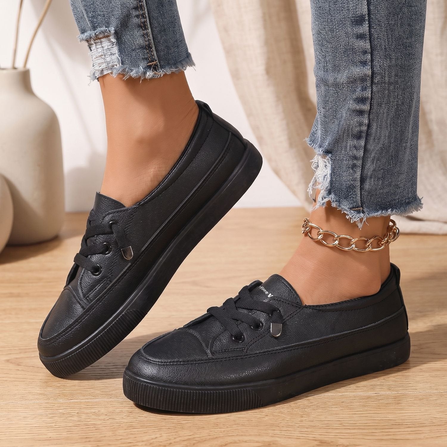Women's orthopedic lace-up sneakers displayed for everyday wear