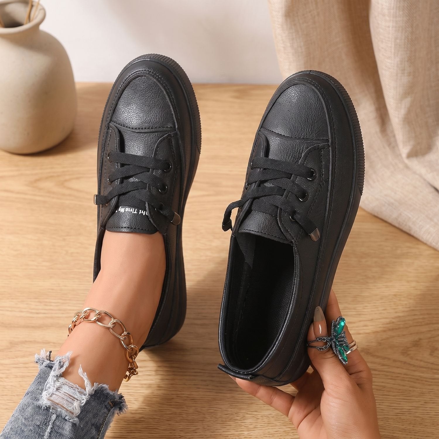 Women's casual sneakers showing the textured outsole