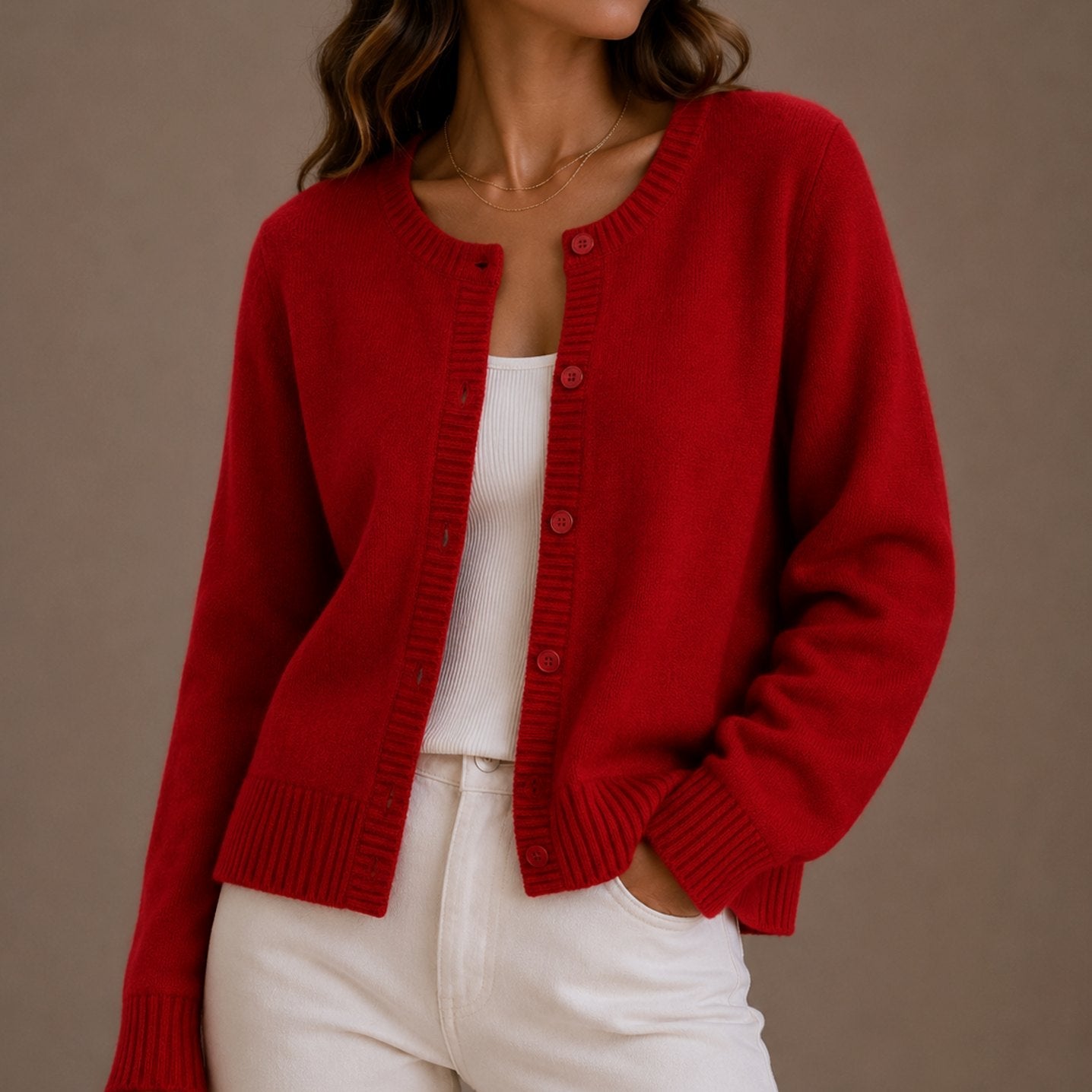 Women's Relaxed-Fit Button-Up Knit Cardigan