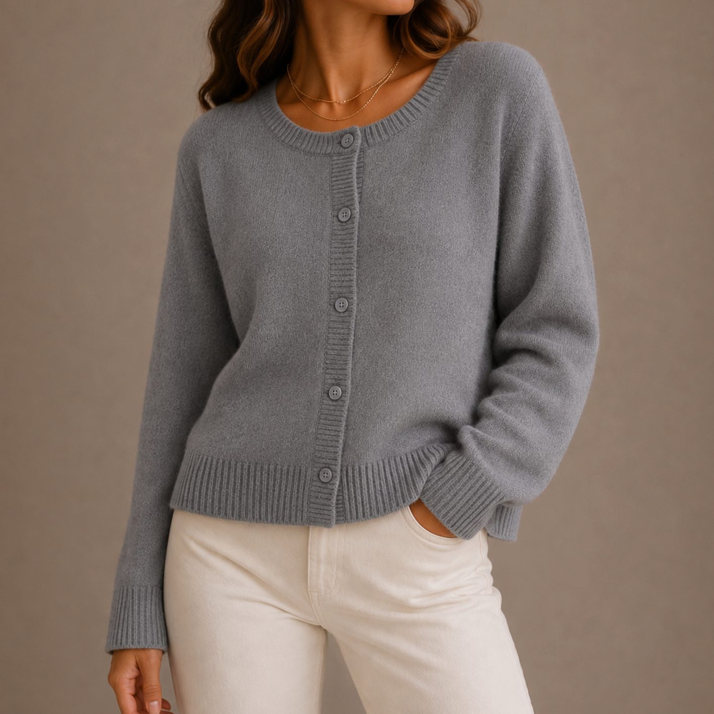 Women's Relaxed-Fit Button-Up Knit Cardigan