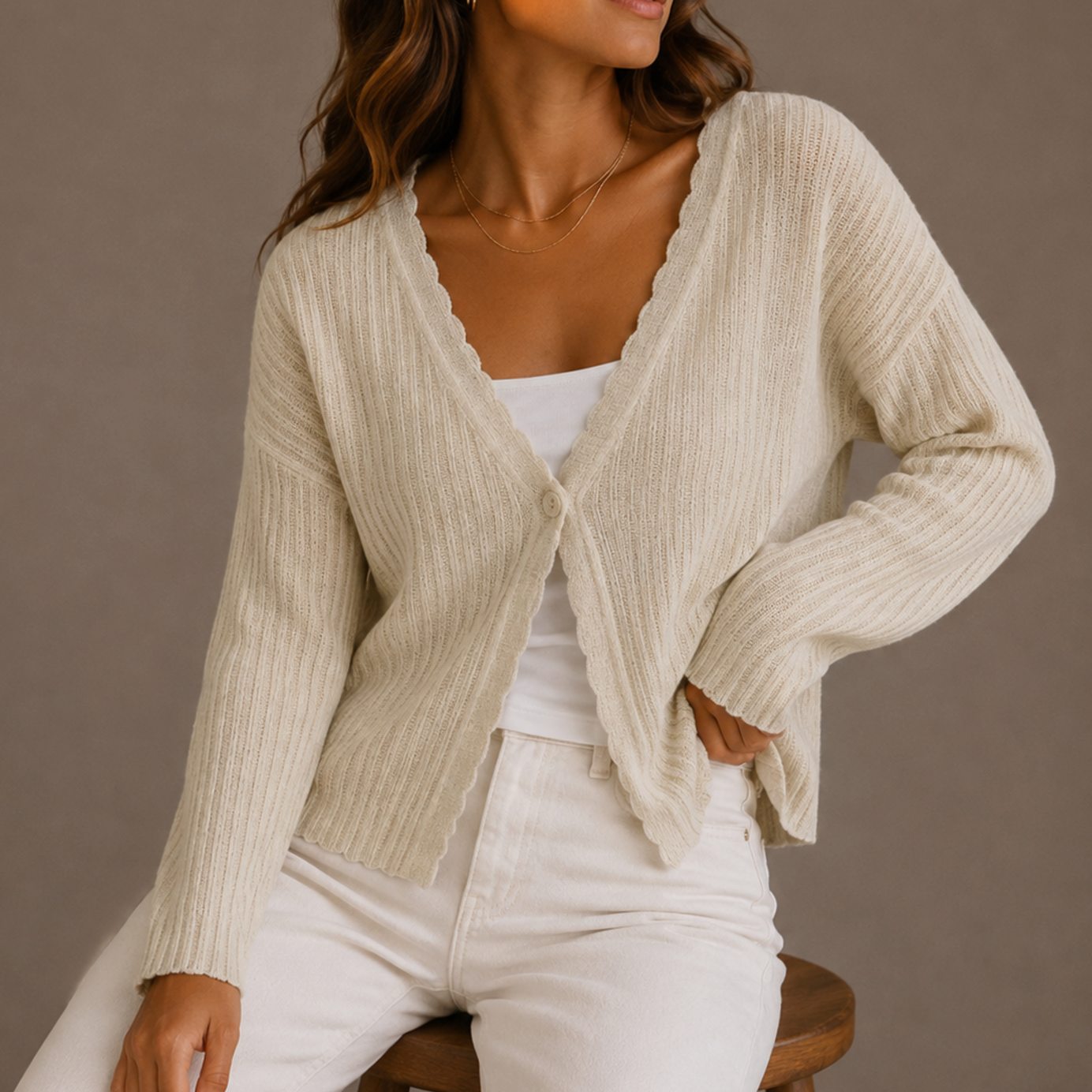 Women's cardigan styled as a versatile everyday layer