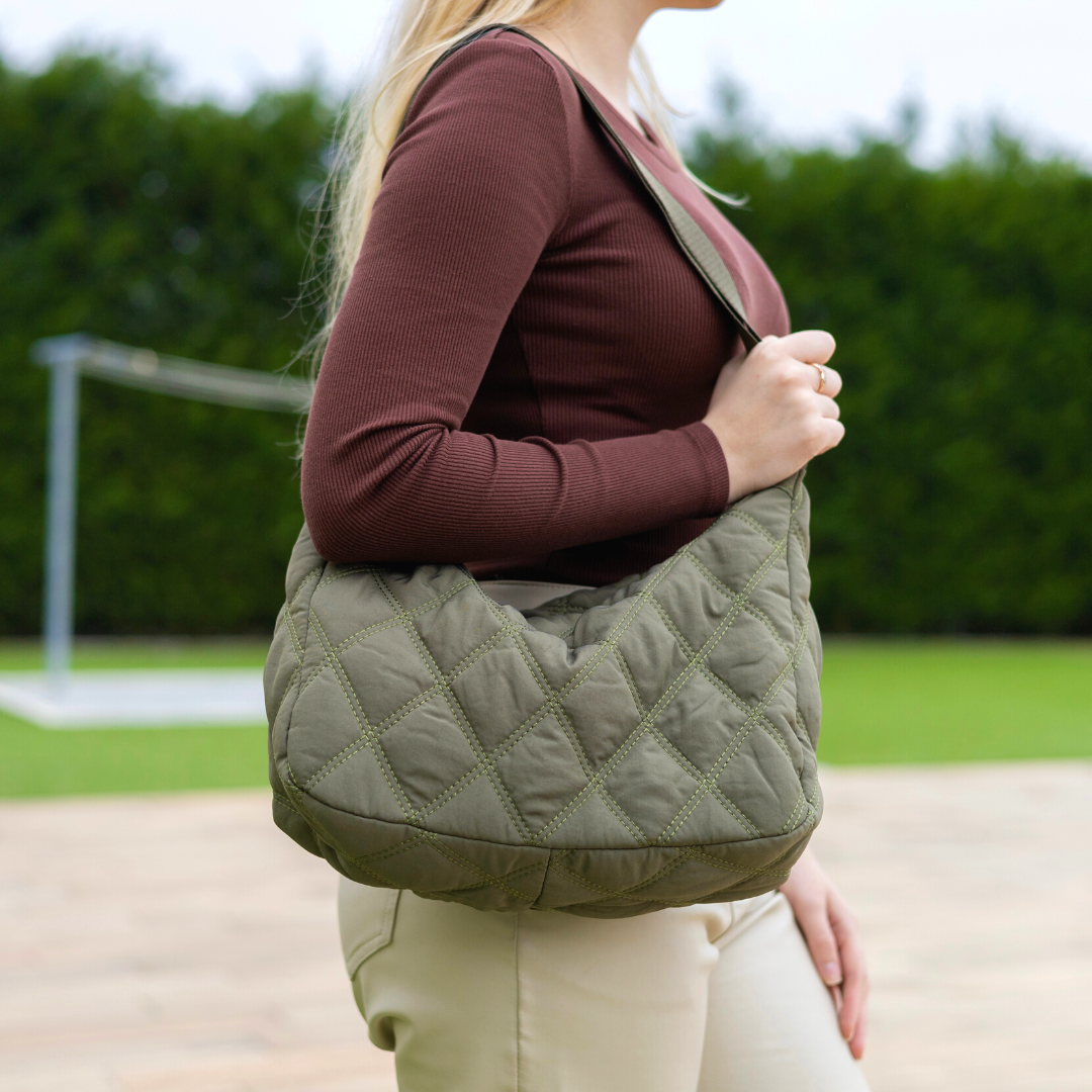 Olives Quilted Puffer Bag