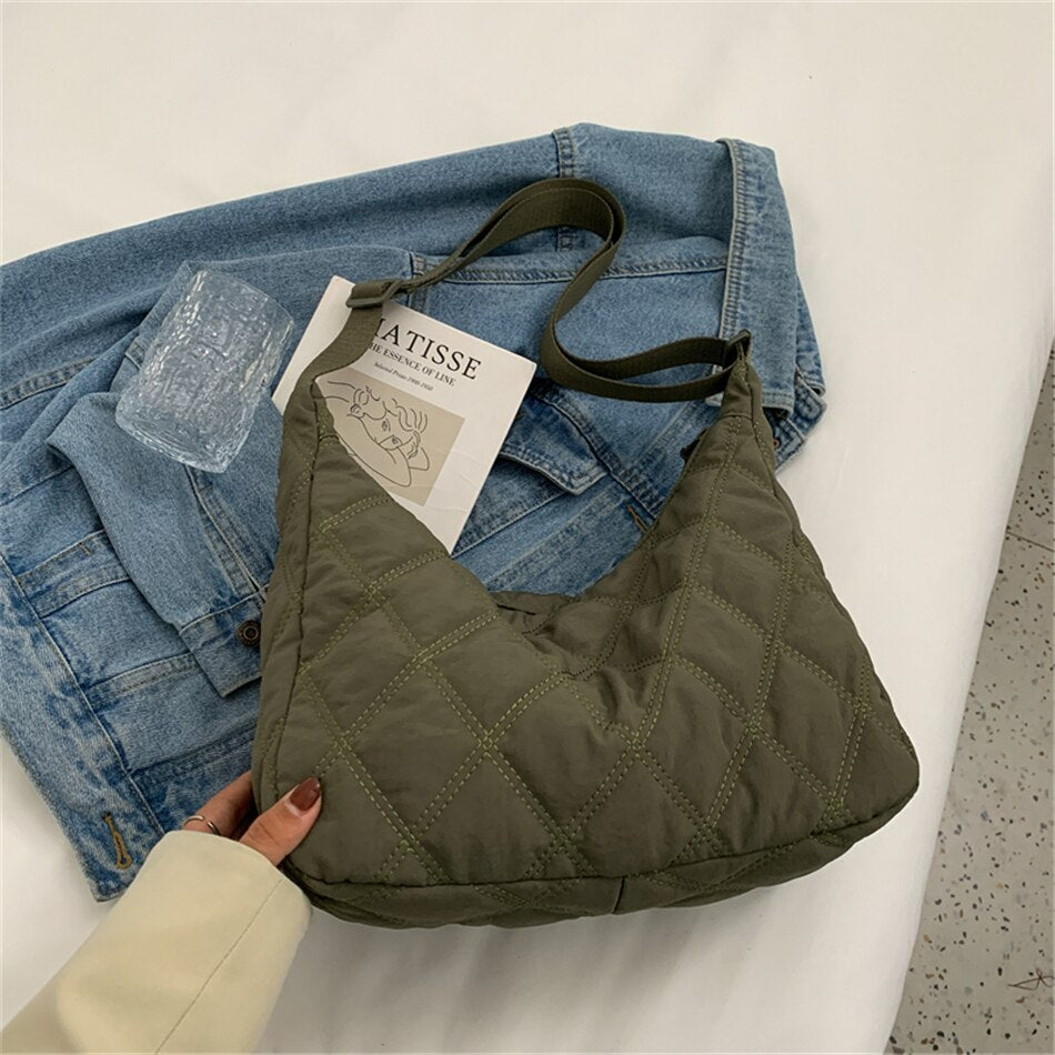 Qulited Hooded Packable Puffer Olive main image 1