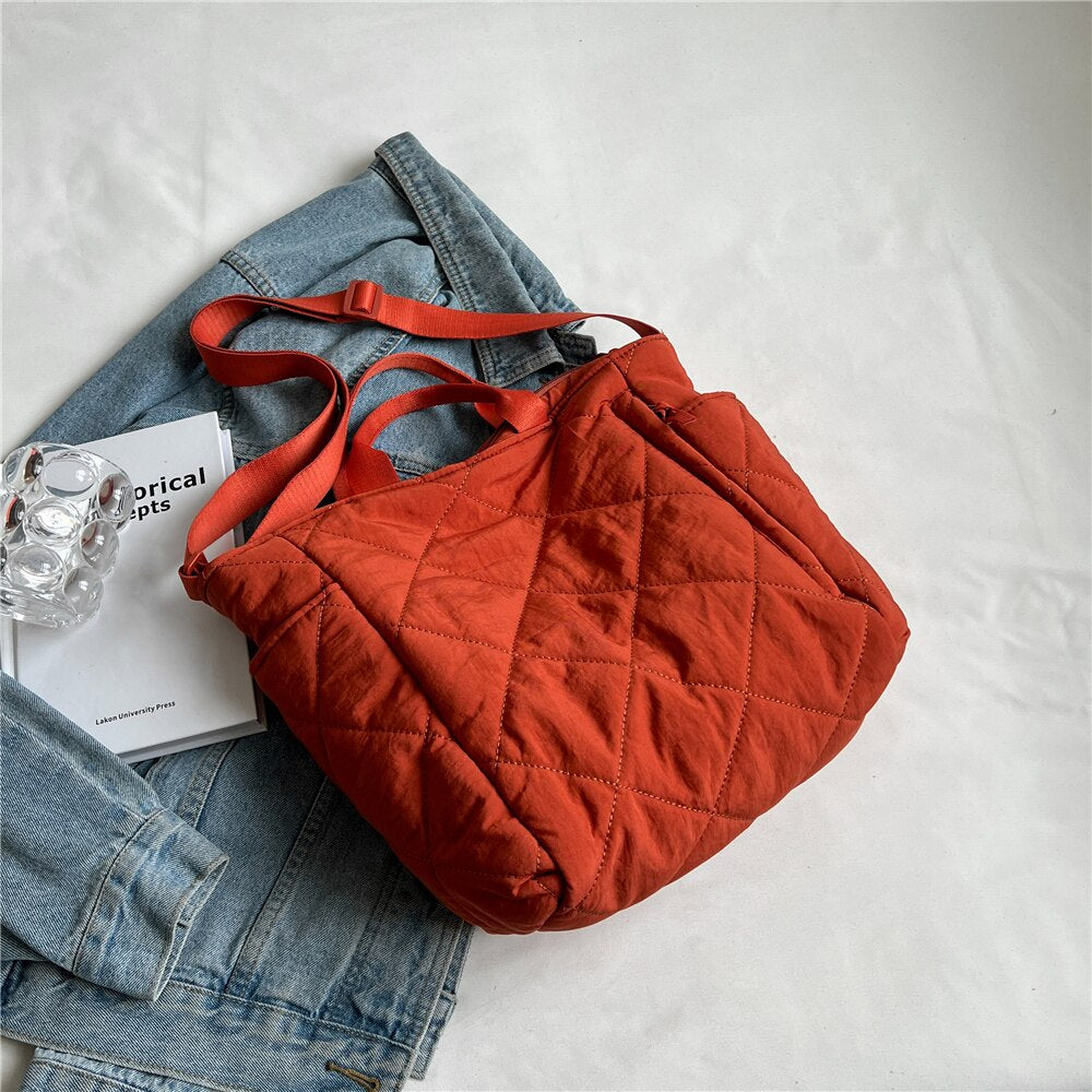 Quilted Nylon Pasta Puffer Tote Bag 