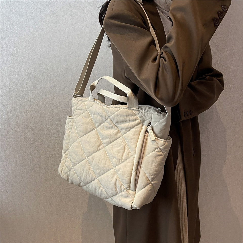 Quilted Nylon Pasta Puffer Tote Bag